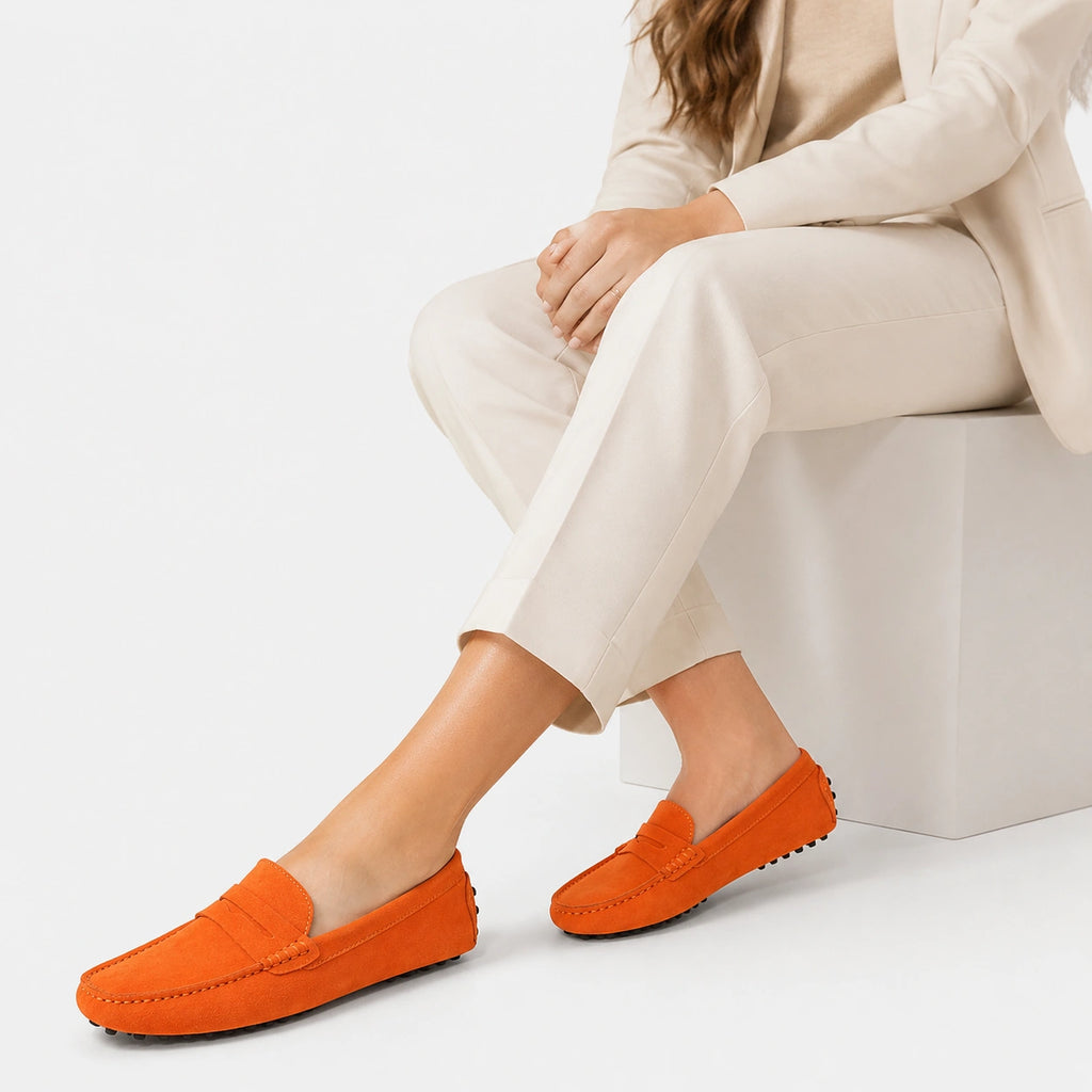 Mocassin Femme Daim Orange | Sidonie