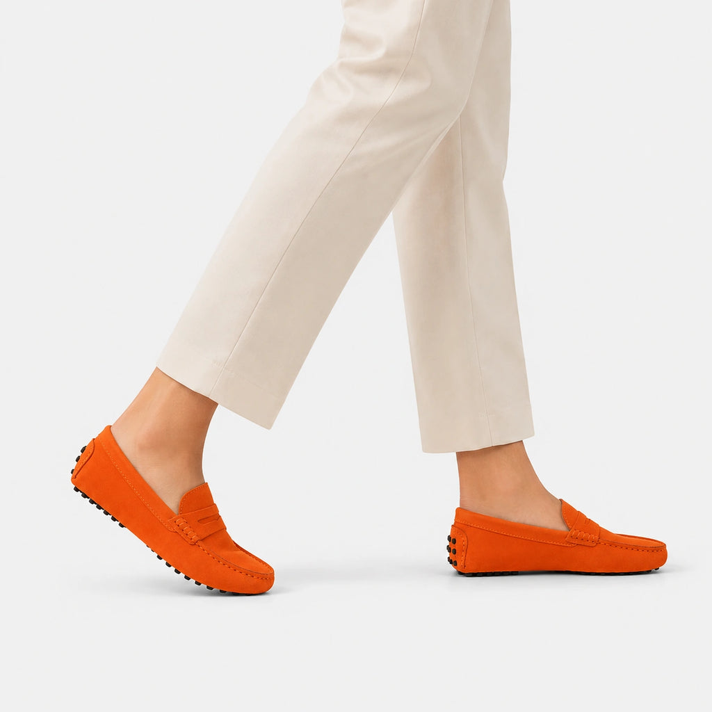 Mocassin Femme Daim Orange | Sidonie