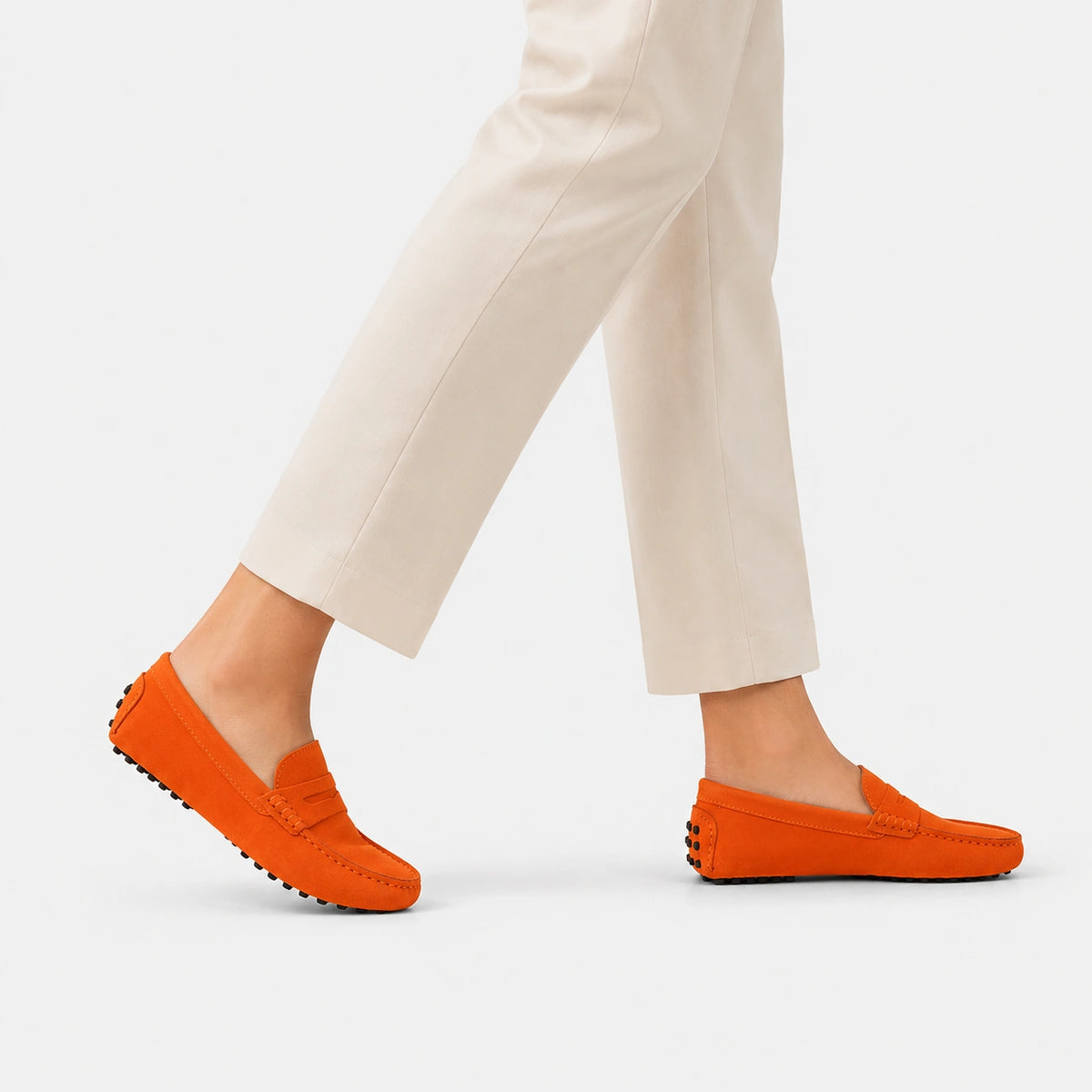 Mocassin Femme Daim Orange | Sidonie