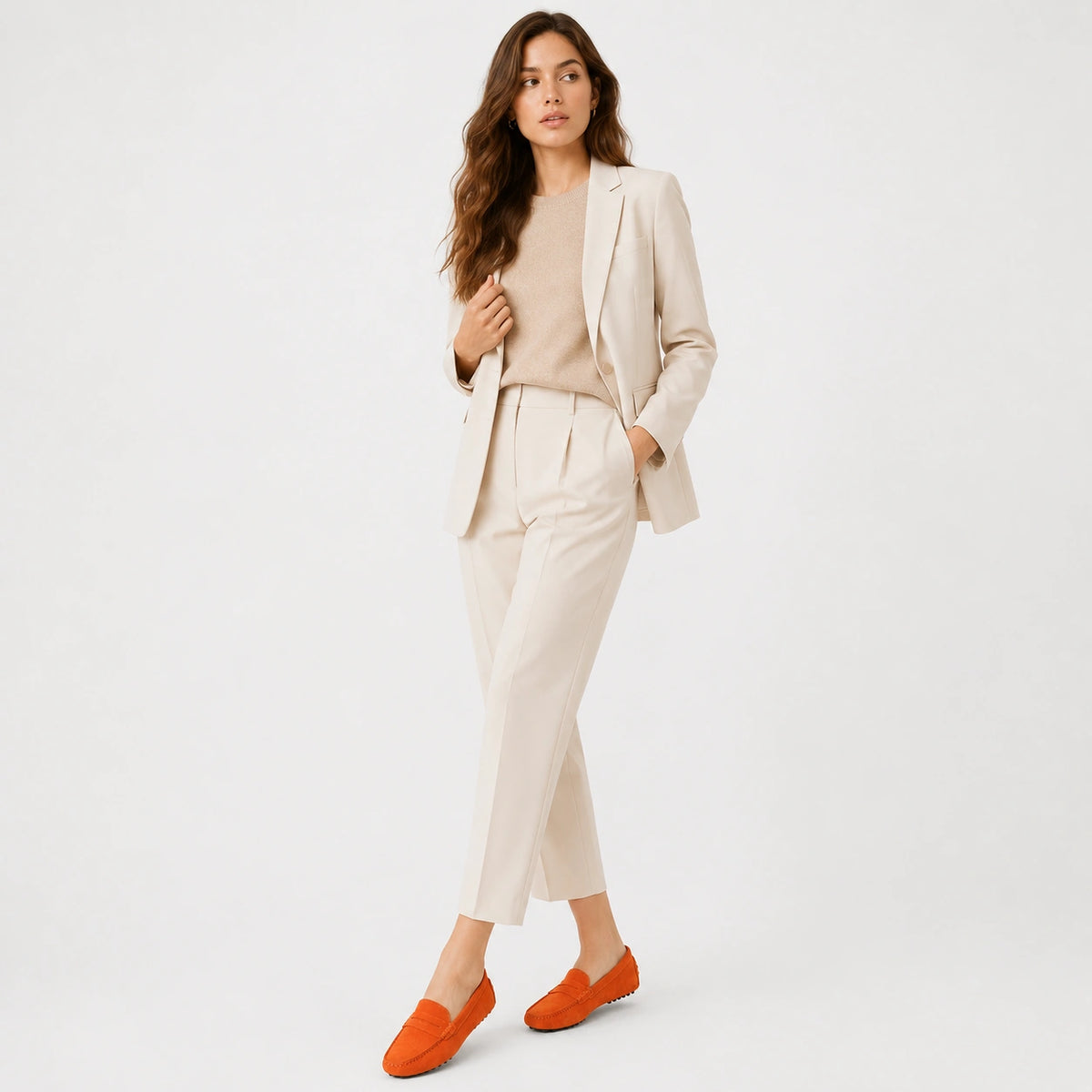 Mocassin Femme Daim Orange | Sidonie