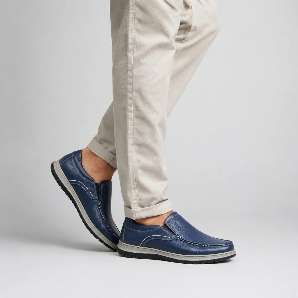 Mocassin en Cuir Bleu Marine Épais pour Homme | Tancrede