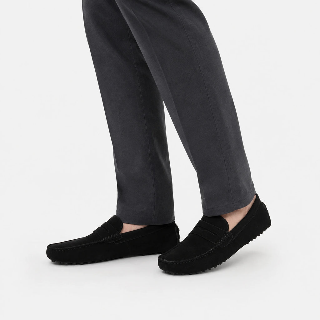 Mocassin Noir Daim Homme Vintage | Tom