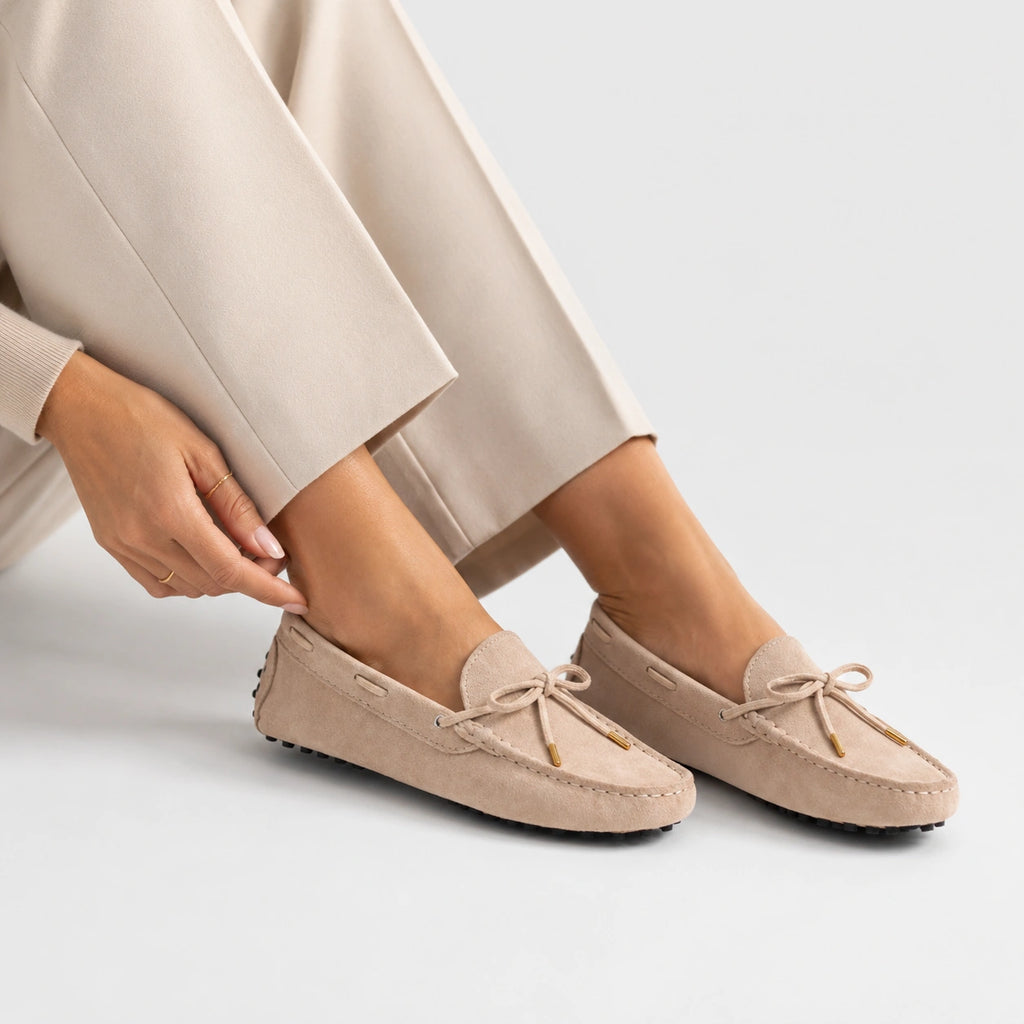 Mocassin en Daim Beige pour Femme | Vanessa