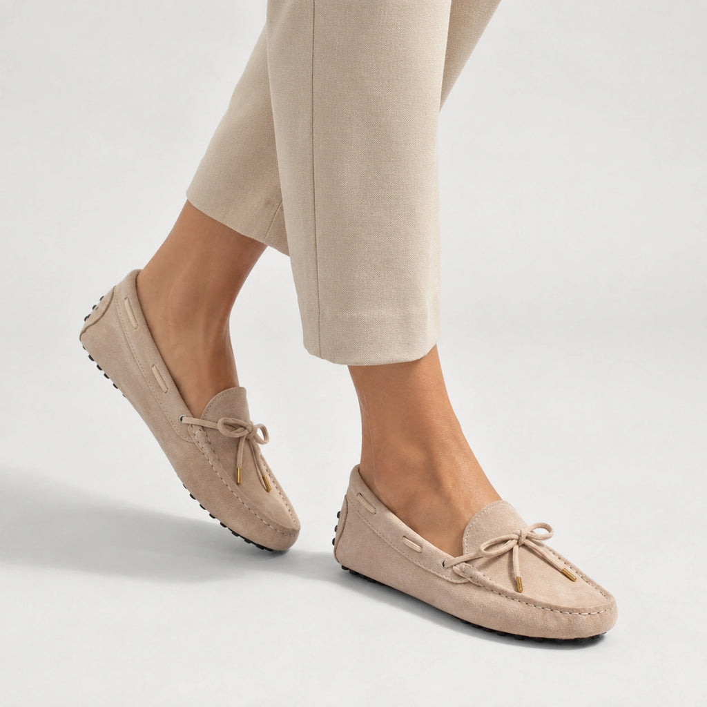 Mocassin en Daim Beige pour Femme | Vanessa