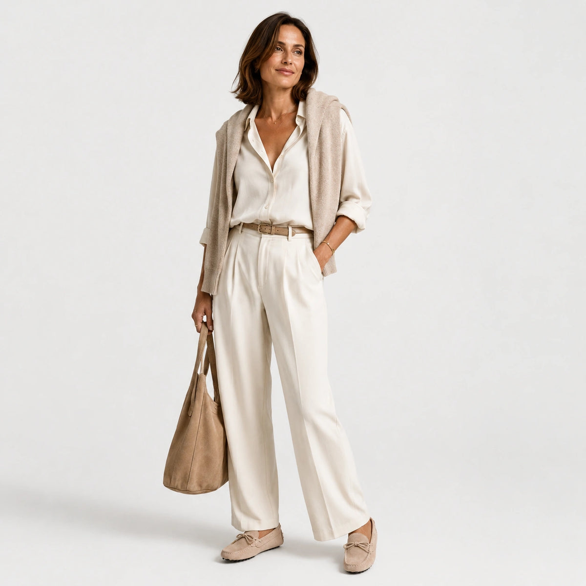 Mocassin en Daim Beige pour Femme | Vanessa