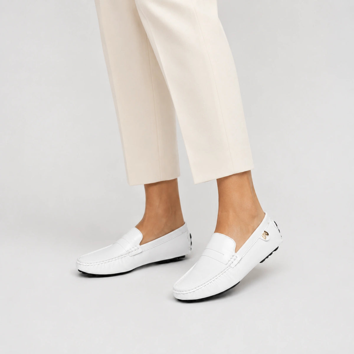 Mocassin en Cuir Vernis Blanc pour Femme | Victoire