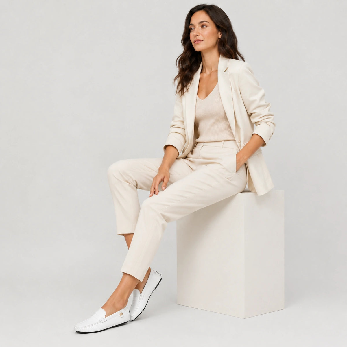 Mocassin en Cuir Vernis Blanc pour Femme | Victoire