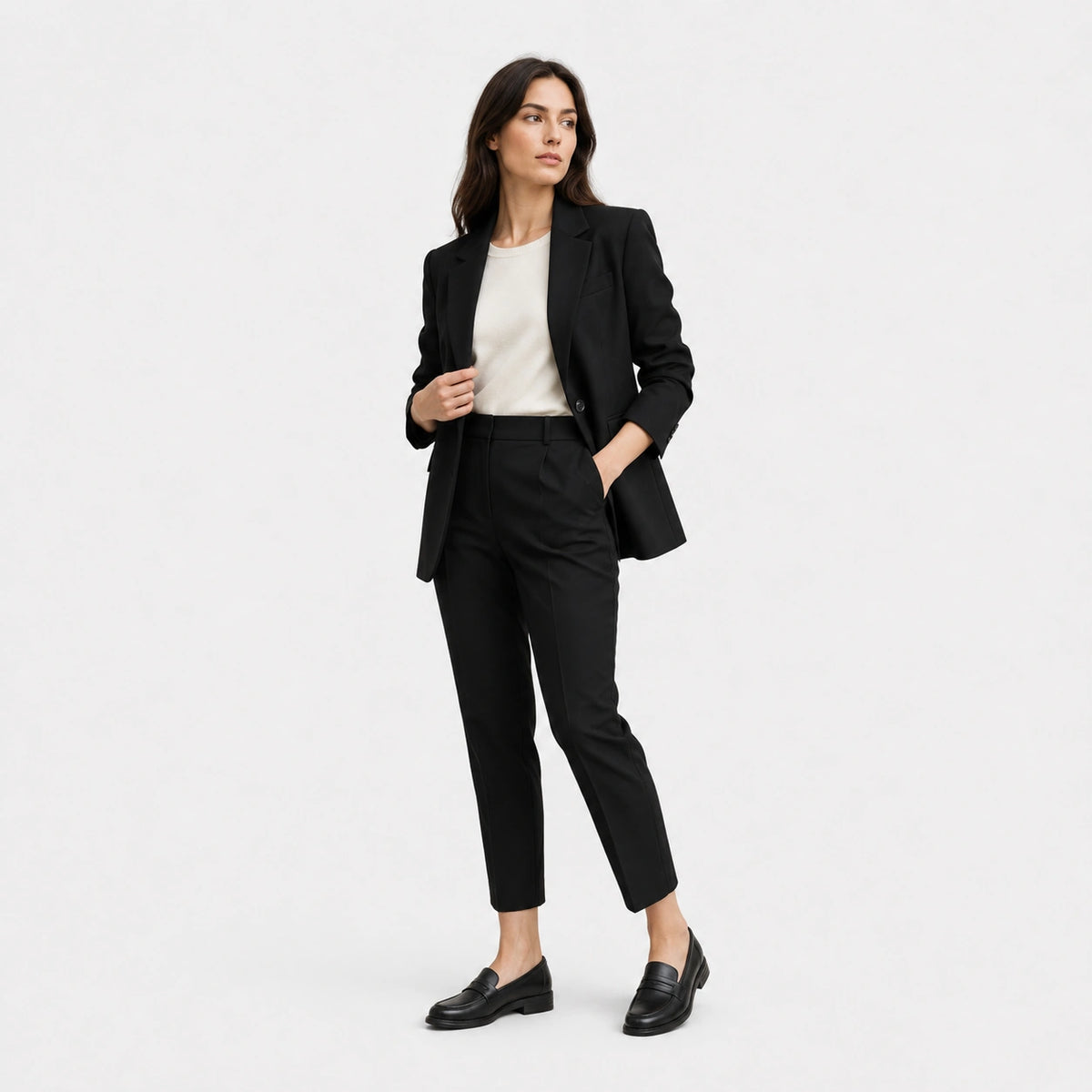 Mocassin en Cuir Noir Vernis Femme à Talon | Violette