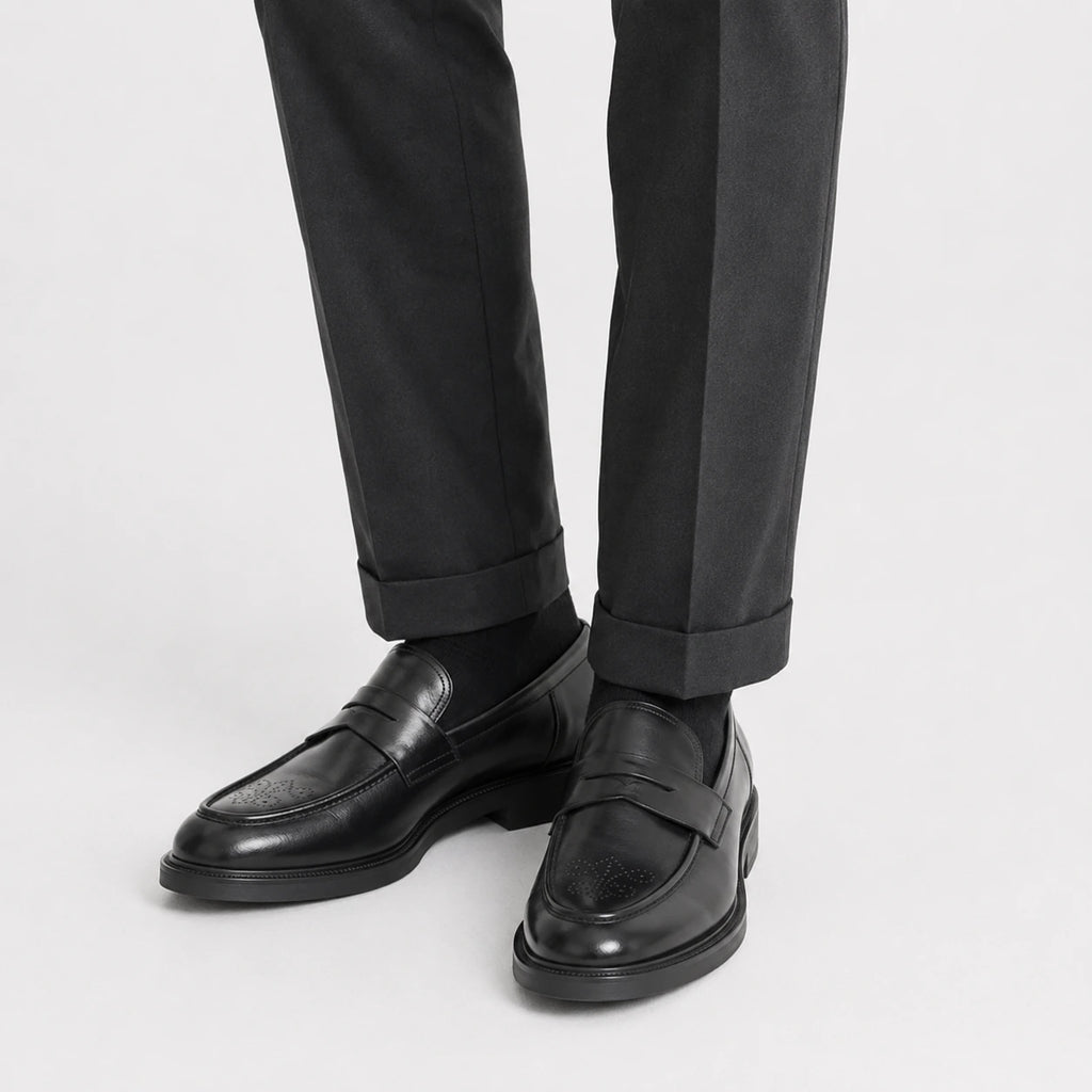 Mocassin Confort en Cuir Noir pour Costume Mariage | Yannick