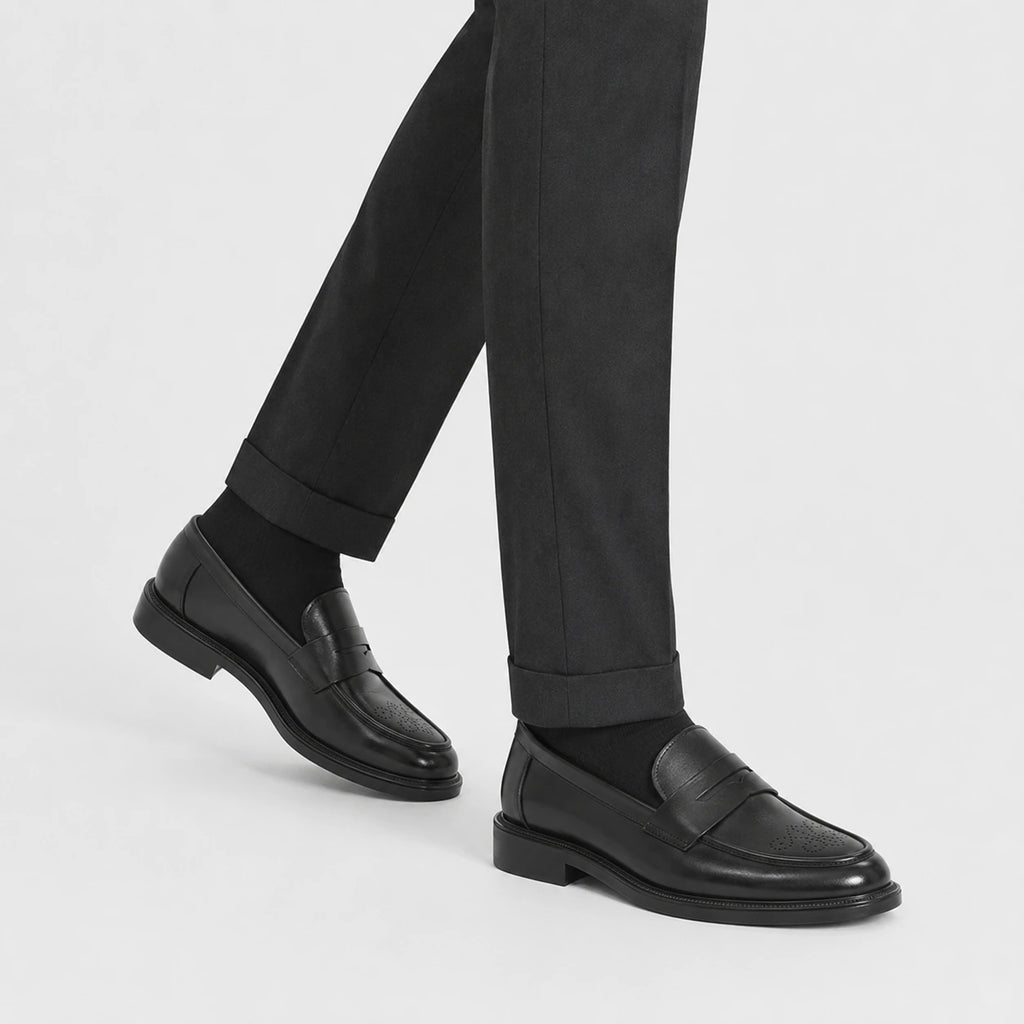 Mocassin Confort en Cuir Noir pour Costume Mariage | Yannick