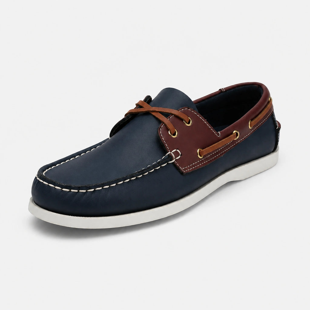 Mocassin en Cuir Marine et Marron à Lacet Homme | Ugo