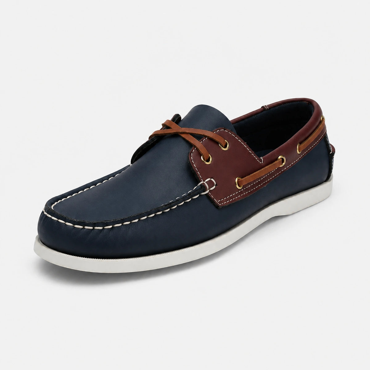 Mocassin en Cuir Marine et Marron à Lacet Homme | Ugo