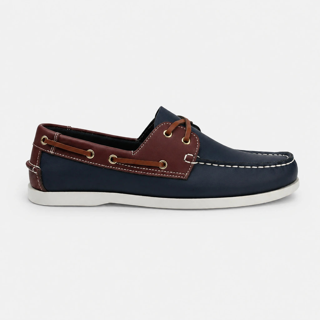 Mocassin en Cuir Marine et Marron à Lacet Homme | Ugo