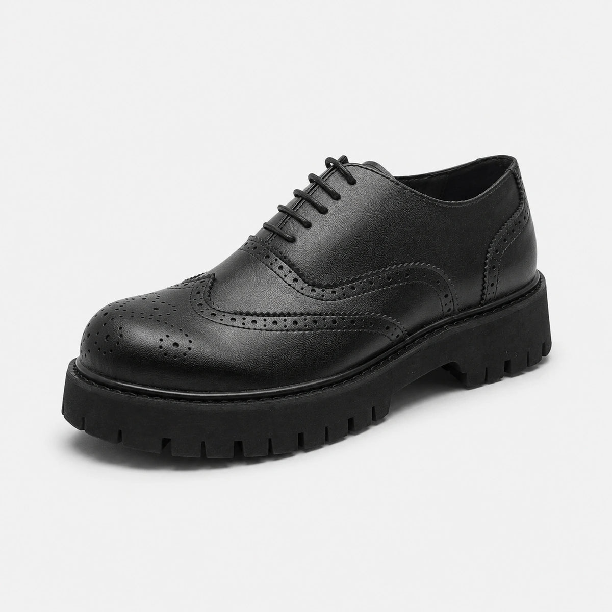 Mocassin Derby Plateforme Compensé Noir Mat à Lacets | Gauthier