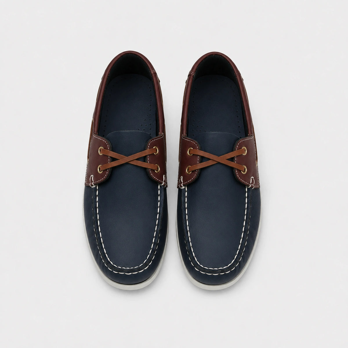 Mocassin en Cuir Marine et Marron à Lacet Homme | Ugo