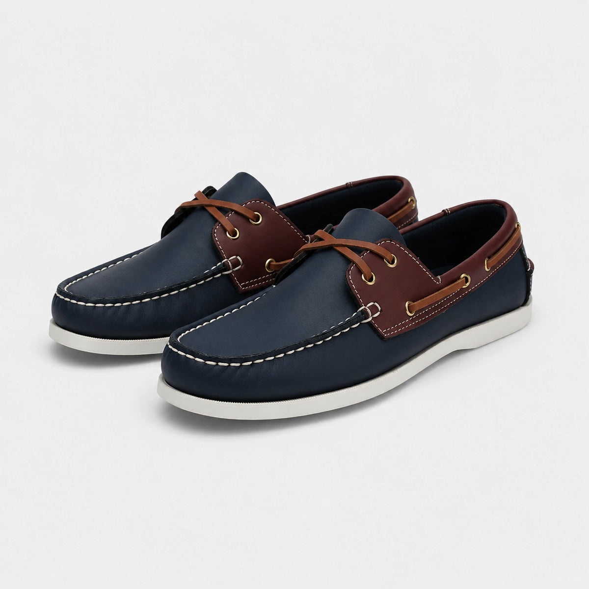 Mocassin en Cuir Marine et Marron à Lacet Homme | Ugo