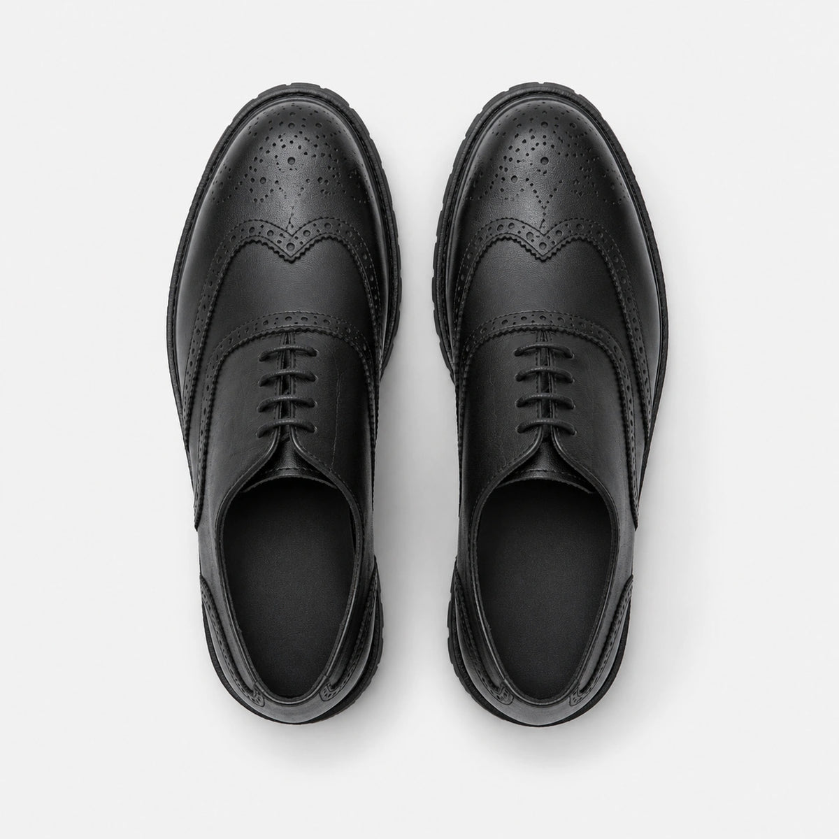 Mocassin Derby Plateforme Compensé Noir Mat à Lacets | Gauthier