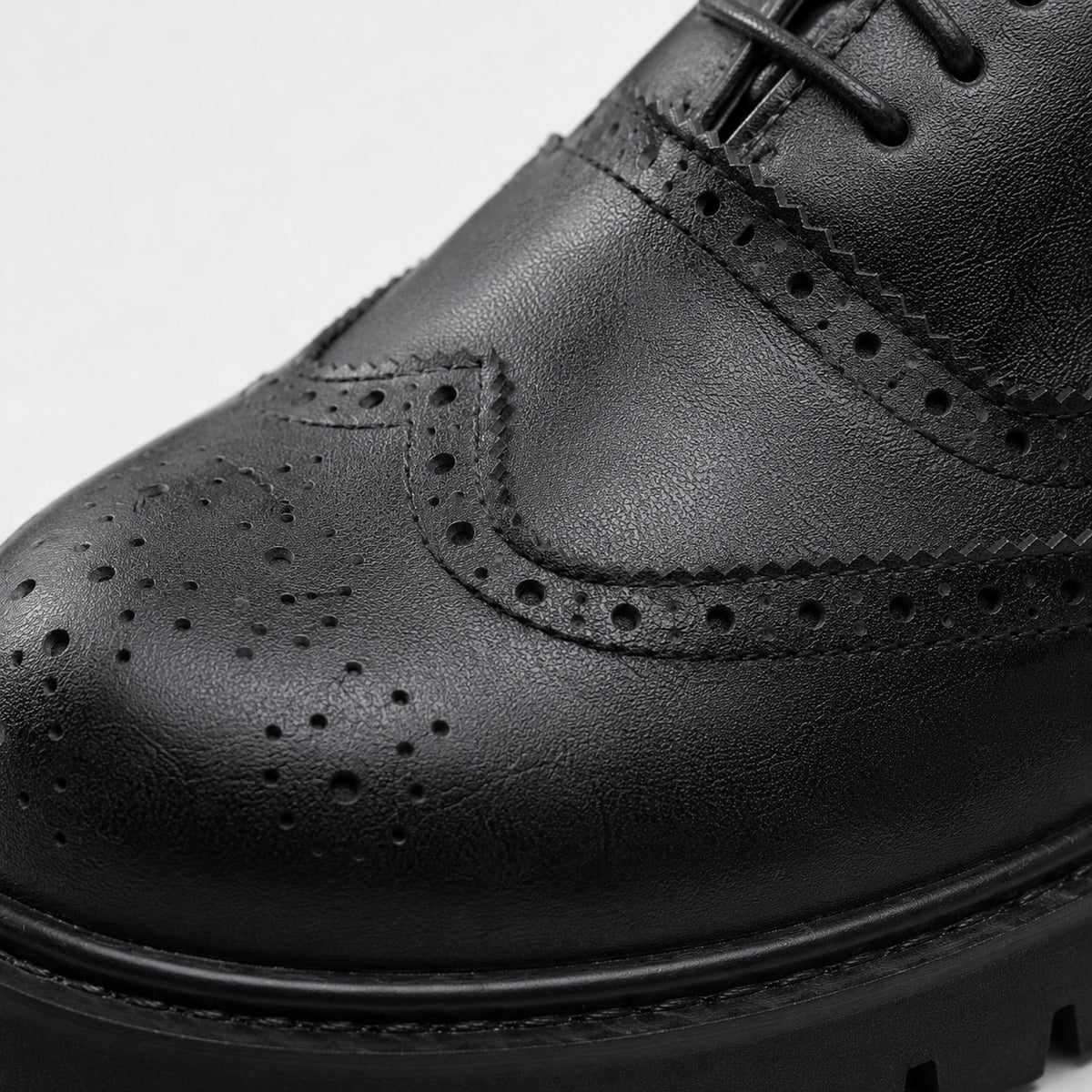 Mocassin Derby Plateforme Compensé Noir Mat à Lacets | Gauthier