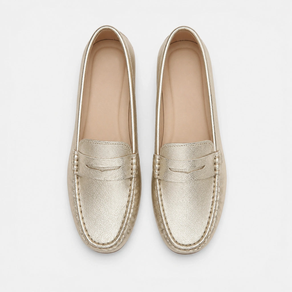 Mocassin Femme Or | Léonie