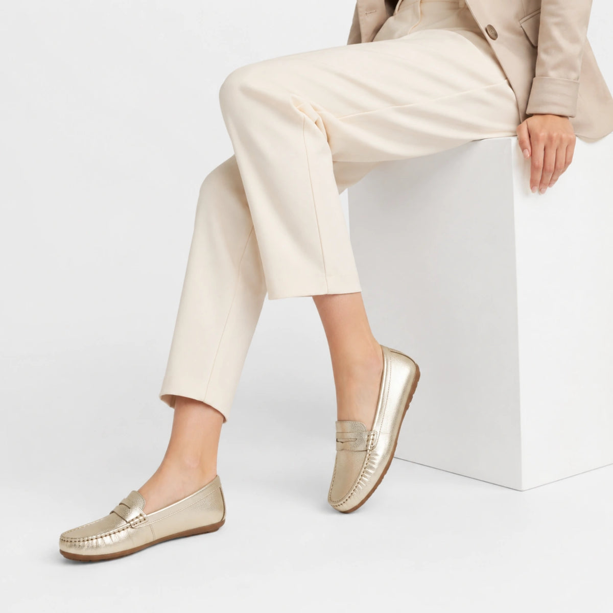 Mocassin Femme Or | Léonie