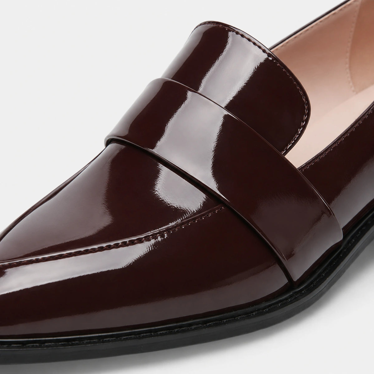 Mocassin en Cuir Bordeaux Vernis Brillant à Talon Femme | Aline