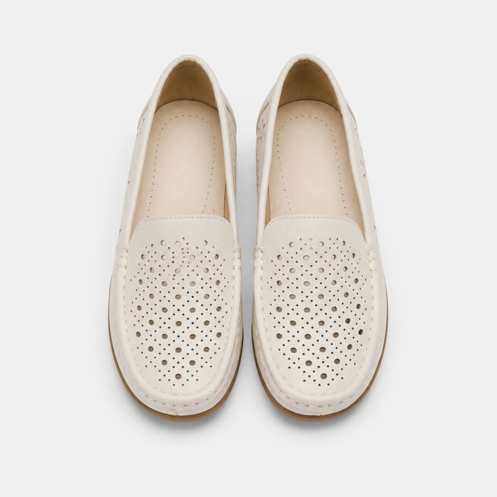 Mocassin en Cuir Beige Respirant Compensé Femme | Natacha