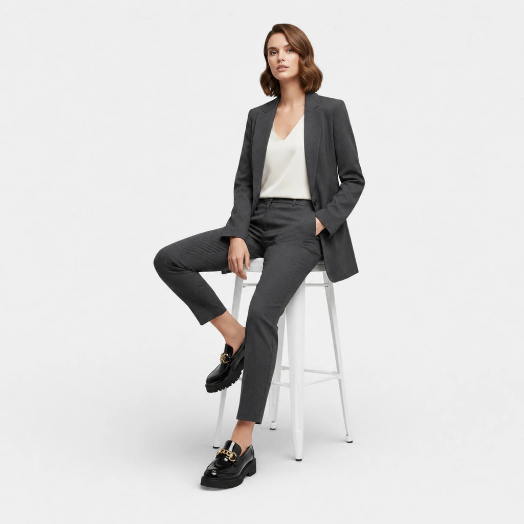 Mocassin en Cuir Noir Plateforme Vernis Brillant Chaînette | Salomé