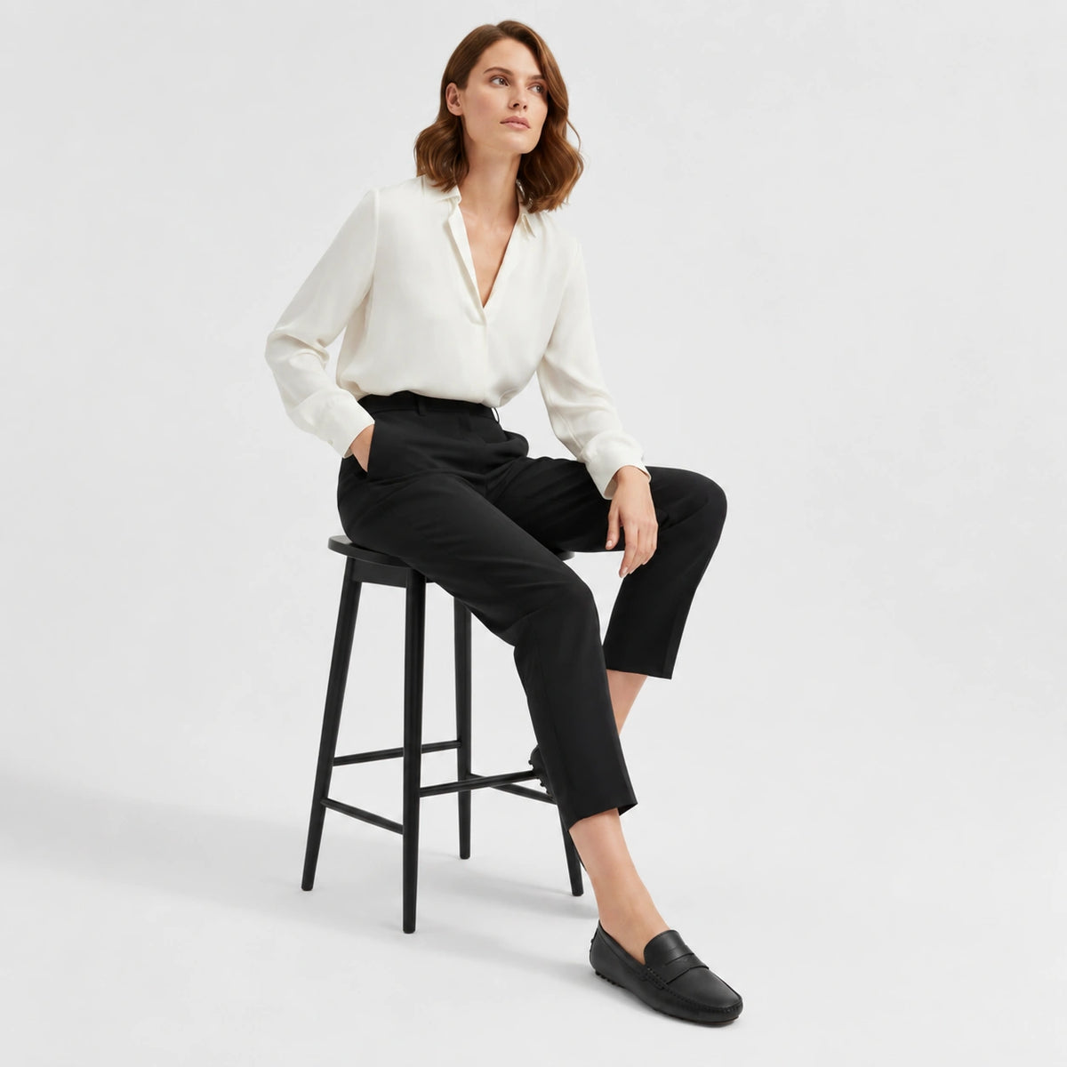 Mocassin en Cuir Mat Noir pour Femme | Nina