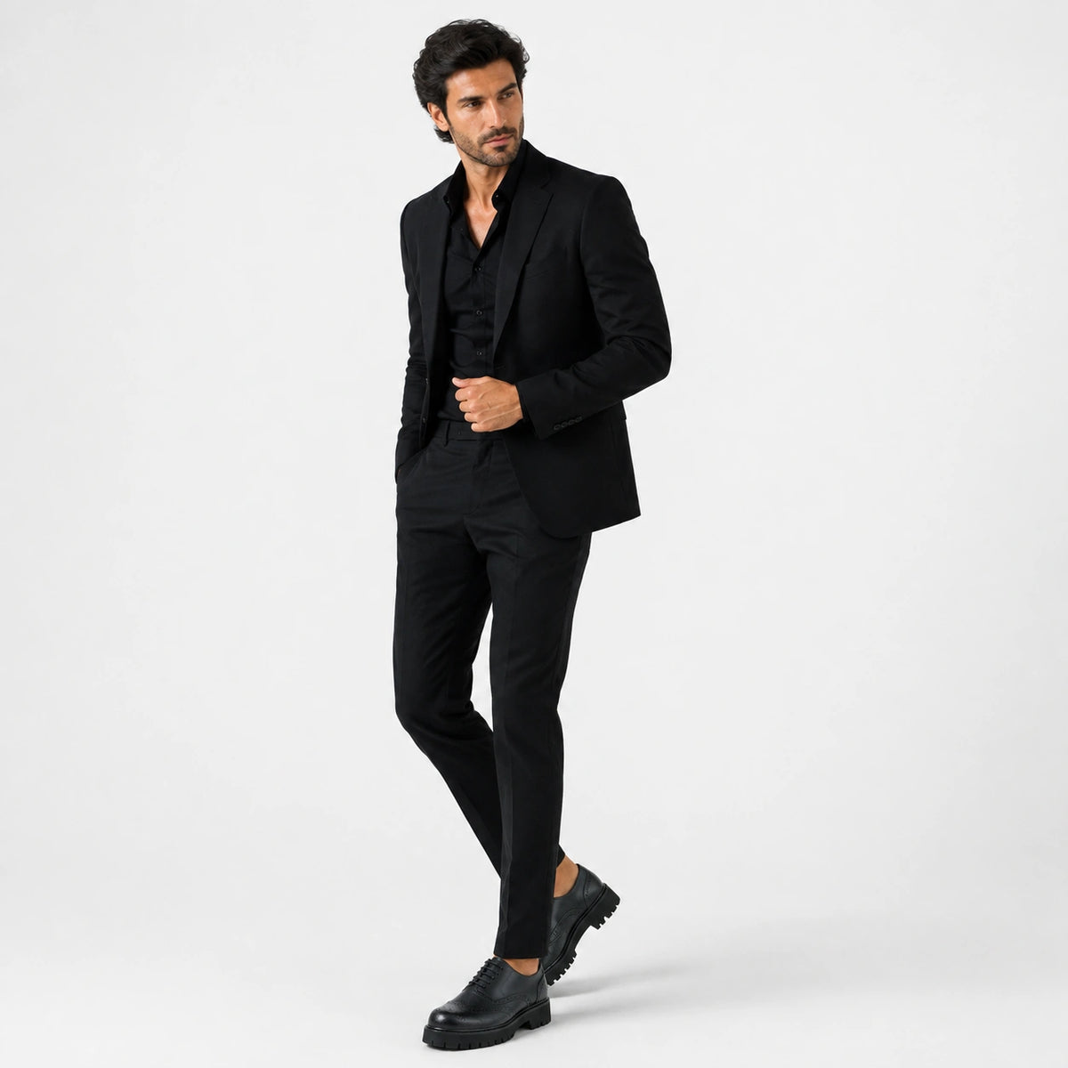 Mocassin Derby Plateforme Compensé Noir Mat à Lacets | Gauthier