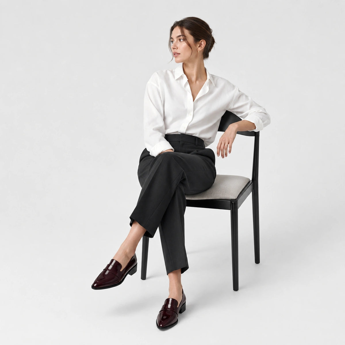 Mocassin en Cuir Bordeaux Vernis Brillant à Talon Femme | Aline