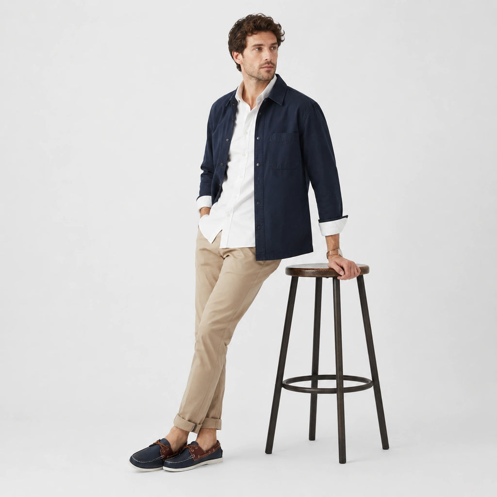 Mocassin en Cuir Marine et Marron à Lacet Homme | Ugo